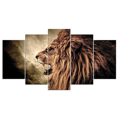Fierce Male Lion Roar 5 Pieces canvas Wall Art Poster Picture Home Decor