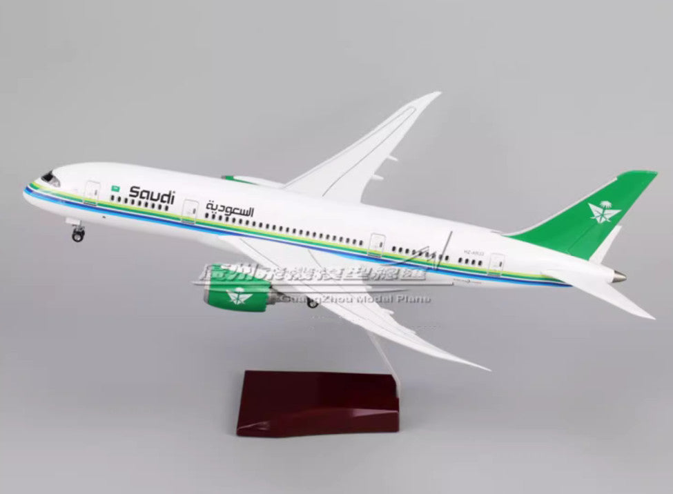 1:130 43CM Saudi BOEING 787 Passenger Airplane Landing Gear Resin Aircraft Model