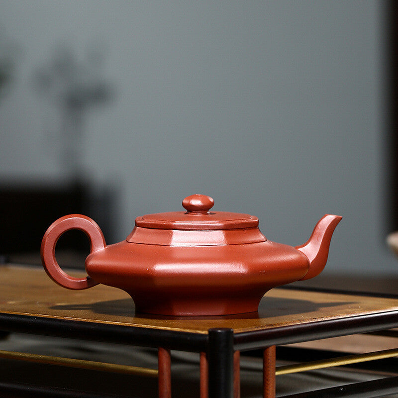 China Yixing Zisha Pottery Clovershrub Clay Handmade 180cc Eight Sides Teapot