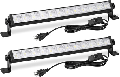 2 Pack 24W LED Shop Light, Plug in Garage Light with 6.5FT Cord and On/Off Switc