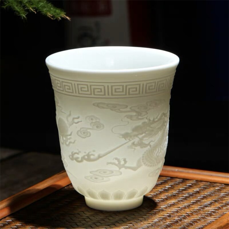 Ceramic Dragon Phoenix Teacup Zen Jade Porcelain Water Mug Creative Tea Cup