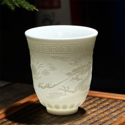 Ceramic Dragon Phoenix Teacup Zen Jade Porcelain Water Mug Creative Tea Cup
