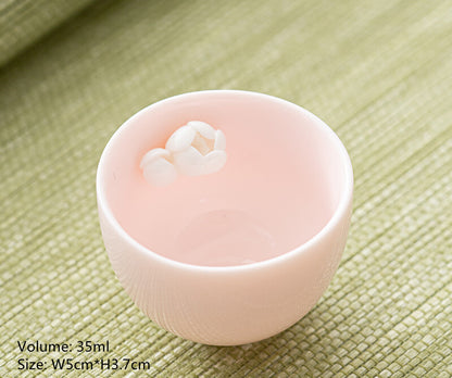 1PC Pink for Lady New Creative Floral Relief Porcelain Tea Cup Master Cup
