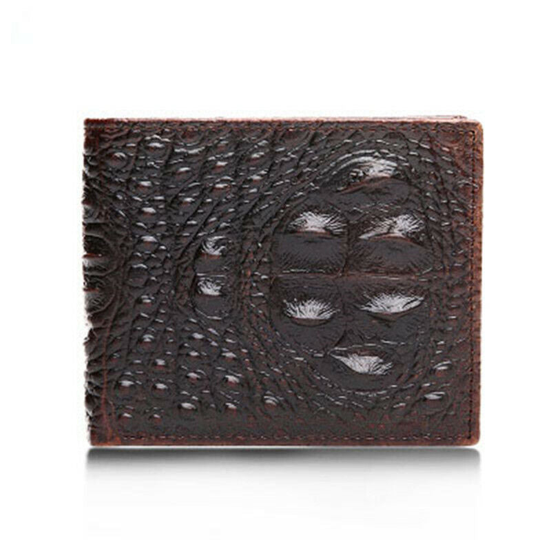 Men's Genuine Leather Wallet Bag Card&ID Clamps Purse Crocodile Pattern CashClip