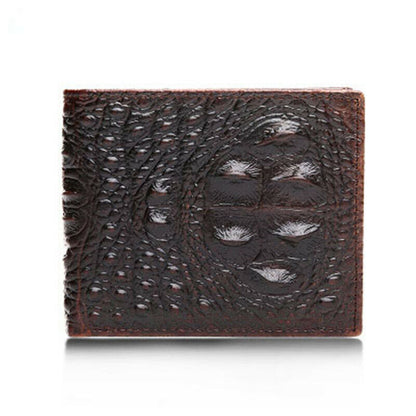 Men's Genuine Leather Wallet Bag Card&ID Clamps Purse Crocodile Pattern CashClip