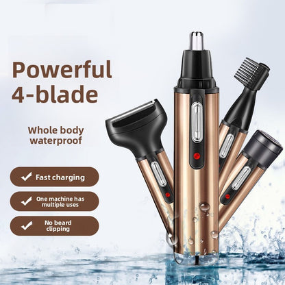 Four in one men's nose hair trimmer, lightweight ear hair shaving device--