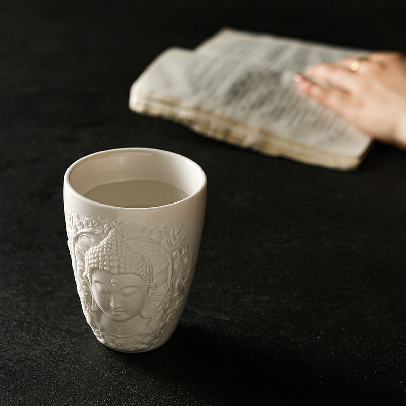 Porcelain Buddha Tea Water Cup Coffee Drinking Buddhism Zen Home Decor