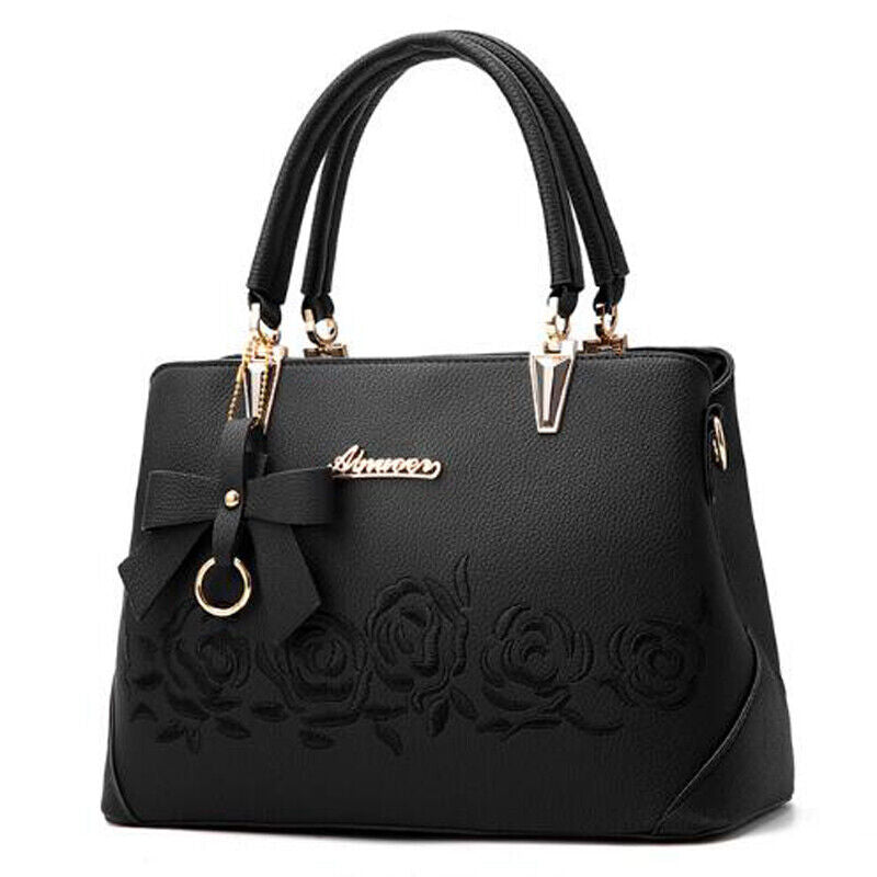 Fashion Women Ladie PU Leather Handbag Shoulder Bag Flower Satchel Messenger Bag