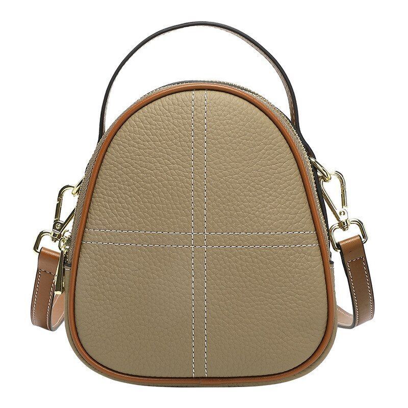 Genuine Leather Small Shoulder Bag Crossbody Handbag Shell Purse Polyester Blue