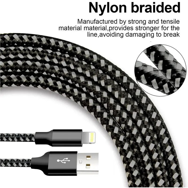 3 Pack Charging Cable Heavy Duty For iPhone 14 13 7 6 Plus Charger Charging Cord