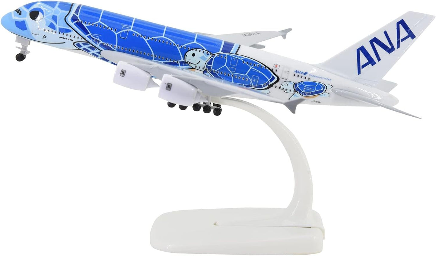 1:400 18cm A380 ANA Sea Turtle Metal Airplane Model Plane Toy Plane Model Blue