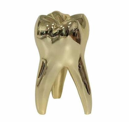 Golden Tooth Model Figurines Dentist Gift Ornament Crafts Sculpture Resin 14x8cm