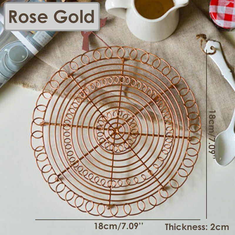 Baking Tray Round Iron Bread Loaf Rack Retro Cake Cooling Pan BBQ Holder 18x18cm