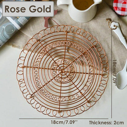 Baking Tray Round Iron Bread Loaf Rack Retro Cake Cooling Pan BBQ Holder 18x18cm