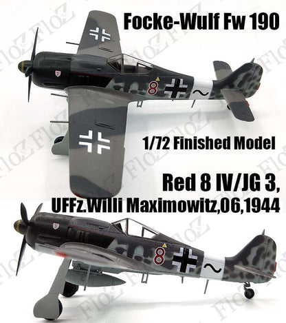 Fw190 A-8 Red 8 IV JG3 Uffz Willi Maximowitz 1944 1/72 finished plane Easy model