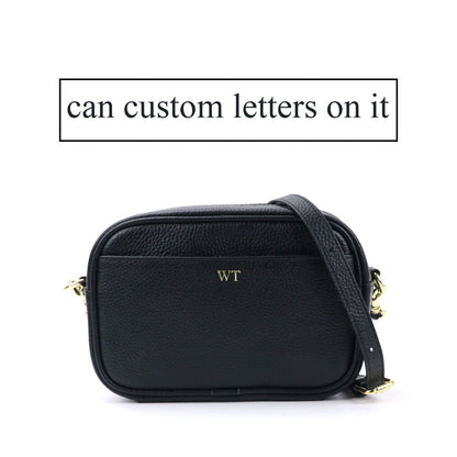 Genuine Leather Pebble Pattern Shoulder Bag Small Square Messenger Bags Purse