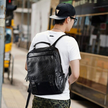 Men's Leather Backpack Shoulder Bag Weekender Travel Laptop Notebook School Bags