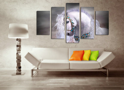 Animals Horse Painting 5 Pieces Canvas Print Wall Art Picture Poster Home Decor