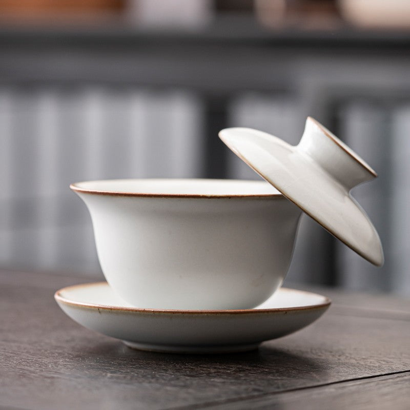 Rukiln Cover Bowls Teacups Single Tea Bowl for Household Sancai Ceramic Tea Set