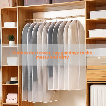 10 piece transparent hanging clothes dust cover, washable dustproof suit cover