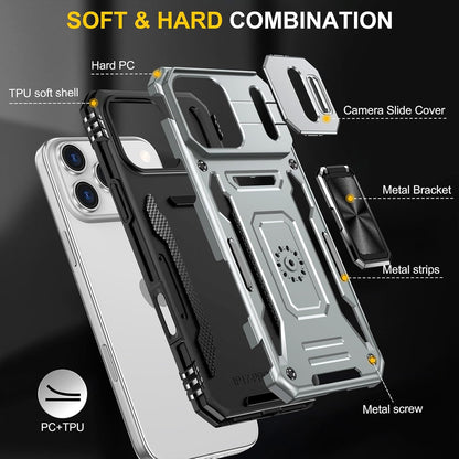 Shockproof Phone Case Compatible with Iphone 17 Pro Max Case with Kickstand & HD