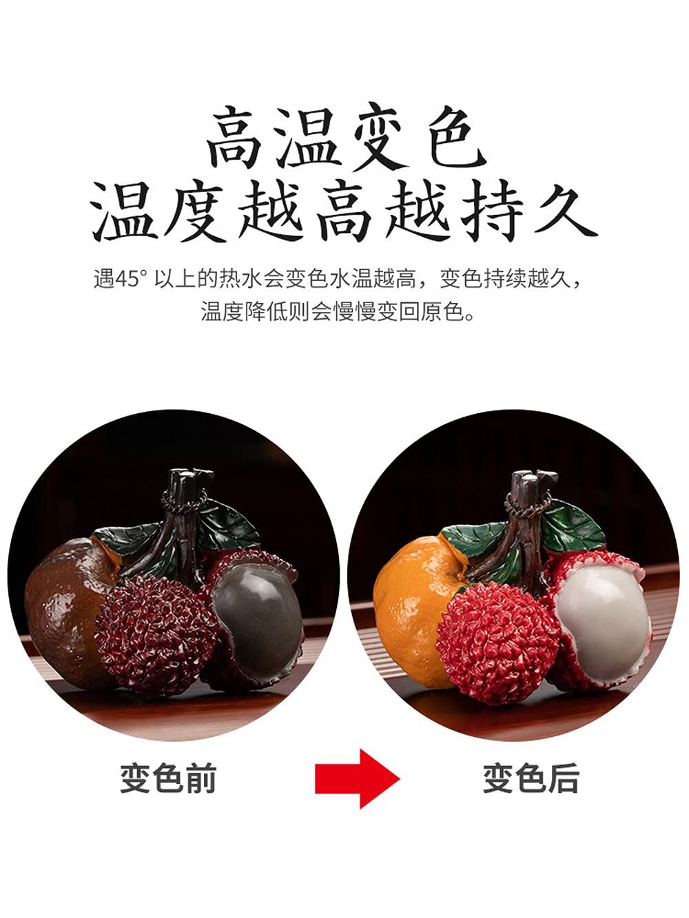 8.5cm Color Changing Lychee Tea Pet Decor Tea Tea Set Tea Play
