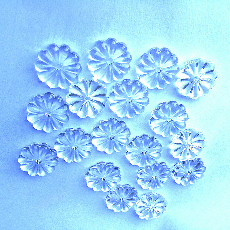 100pcs 16mm Crystal Flower Bead Pendant Prisms Chandelier Lamp Parts 1 Hole DIY