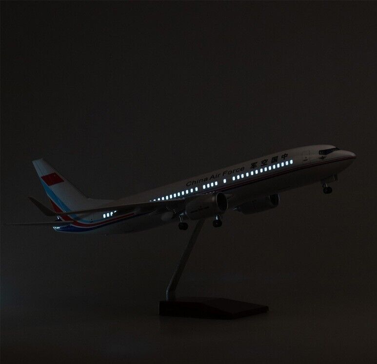 47CM China Air Force BOEING 737 Airplane Led Sound-controlled Light Resin Model
