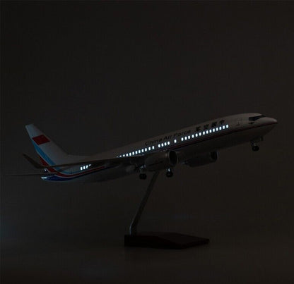 47CM China Air Force BOEING 737 Airplane Led Sound-controlled Light Resin Model