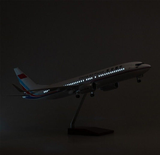 47CM China Air Force BOEING 737 Airplane Led Sound-controlled Light Resin Model