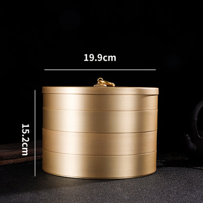 Pure Copper Tea Canister With Lid For Pu'er Tea Cake Handmade Sealed Tea Jar New