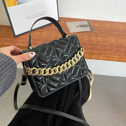 Women Synthetic Leather Shoulder Bag Fashion Plaid Crossbody Bag 20*14*6 CM Blue