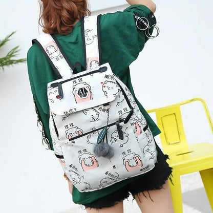 Backpack 3-piece Set Teenagers Girls School Bags Canvas Casual Classical Women
