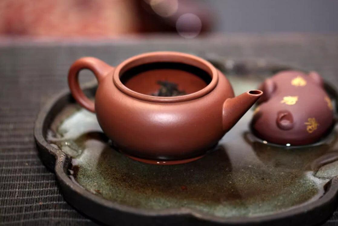 150cc chinese Yixing Handmade Zisha Dicaoqing clay Teapot ShuiPing Hu Tea Pot