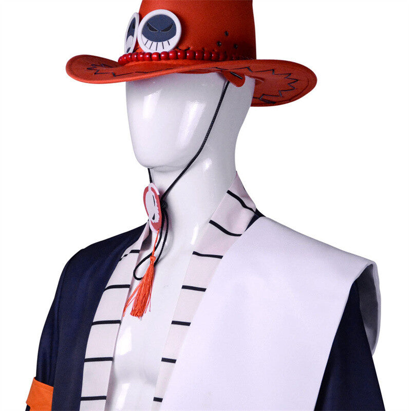 New ONE PIECE Portgas·D· Ace Anime Cosplay Outfit Halloween Costume with Hat