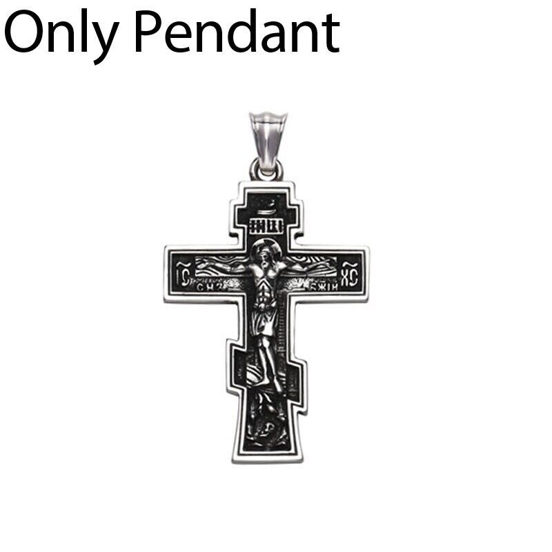 Men Jesus Cross Pendant Chain Necklace Stainless Steel Crucifix Fashion Jewelry