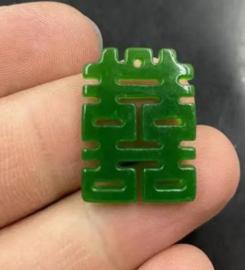 Jade Double Happiness Chinese Symbol Beads for Jewelry Making Diy Accessories