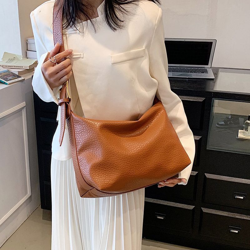 Silver Soft Hobo Bags Fashion Leather Handbags Purse Crossbody Bag 35*31*21*14CM