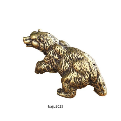 Solid Brass Bear Figurine Statue Animal Figurines Toys House Desktop Decoration
