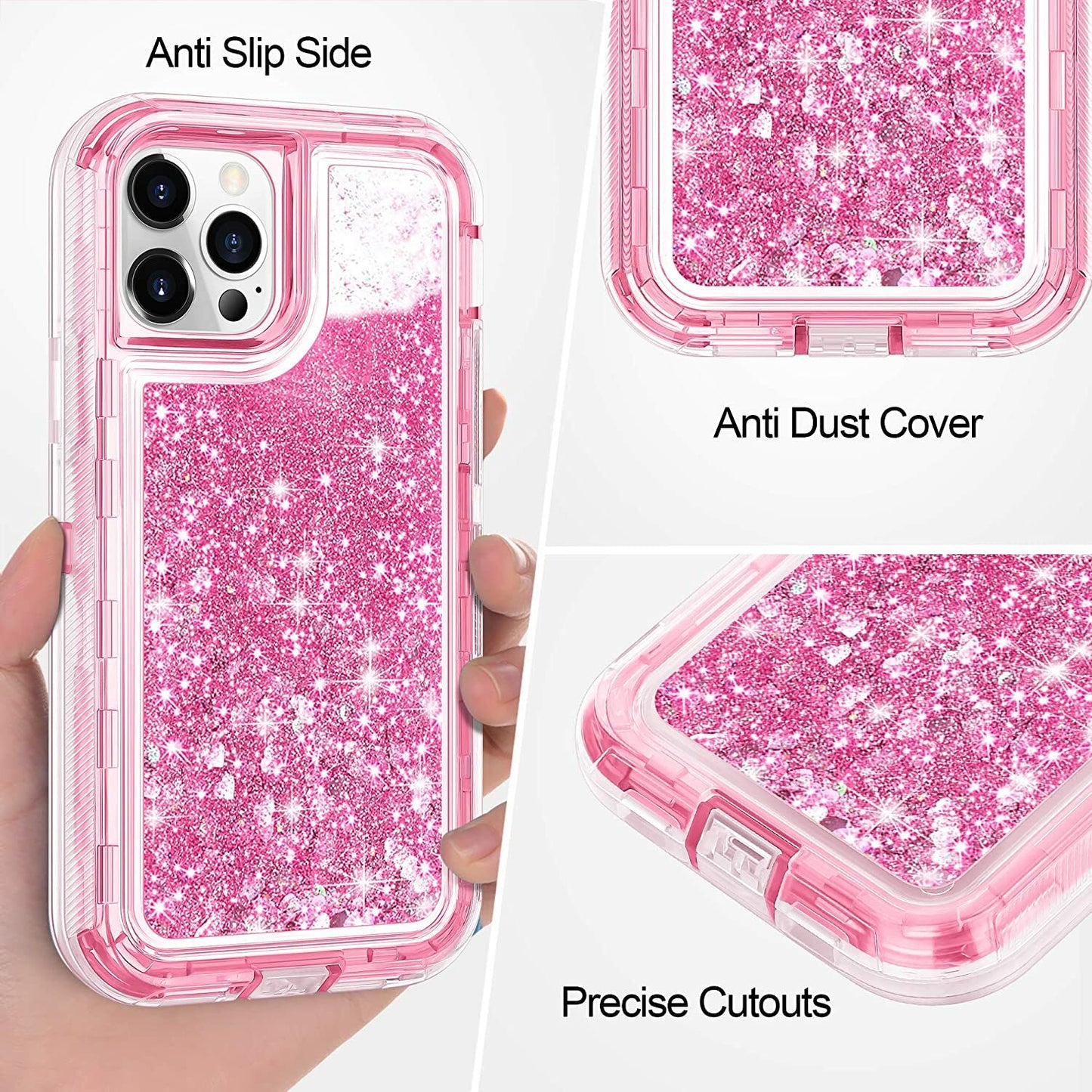 iphone 16 Pro Max 11/12/13/14/15 Plus/XS Max/XR Shockproof Case Liquid Glitter