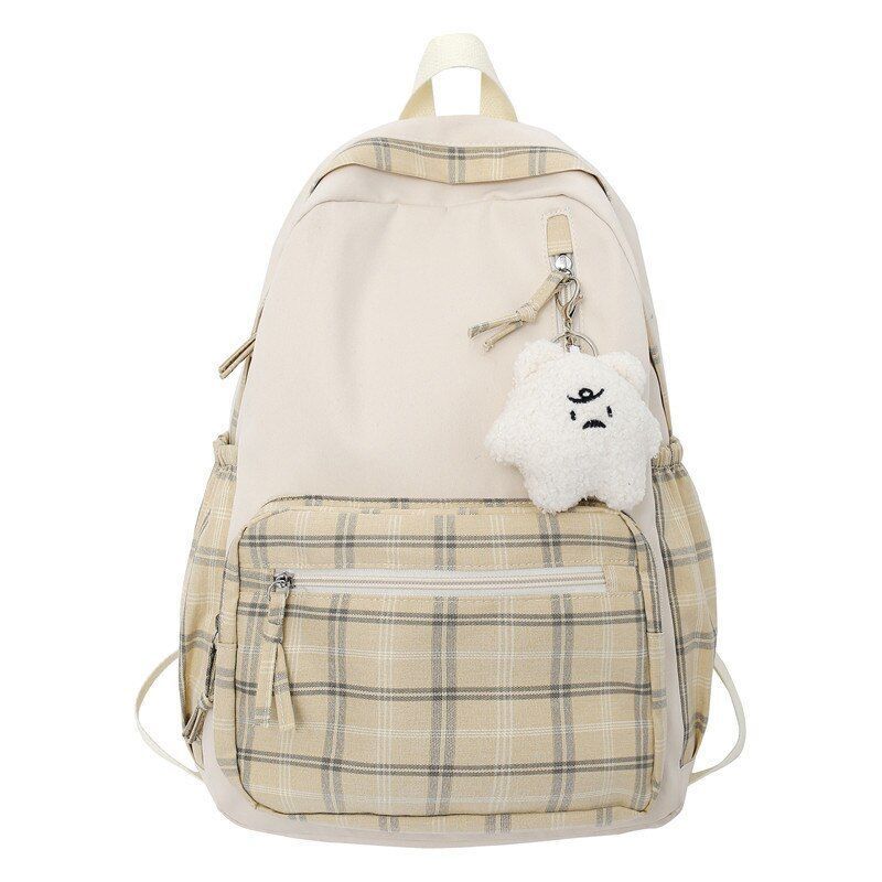 Plaid Backpack Small School Bag Shoulder Backpack Purse 28*12*39 CM Strap 44 CM