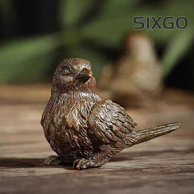 Copper Statue Figure Bird Tea Pet Teapot Lid Stand Home Decoration Rare Chinese