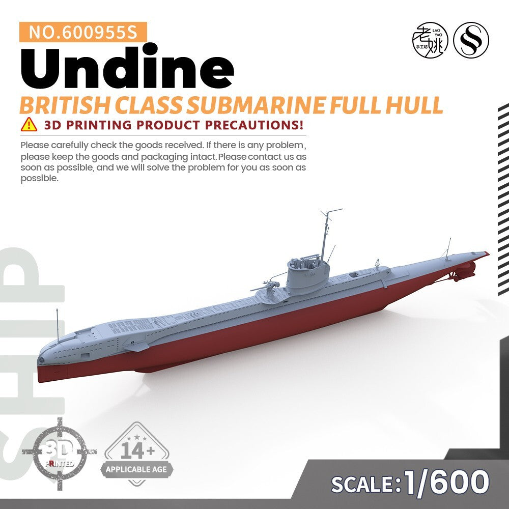SS600955S 1/600 Military Model Kit British Undine Class Submarine Full Hull