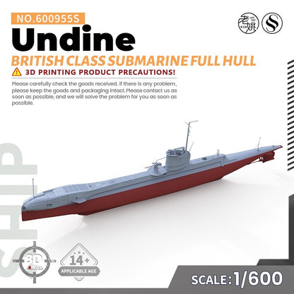 SS600955S 1/600 Military Model Kit British Undine Class Submarine Full Hull