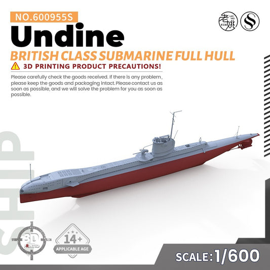 SS600955S 1/600 Military Model Kit British Undine Class Submarine Full Hull