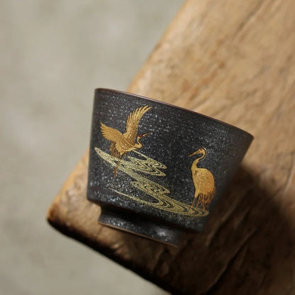 100ML Ceramic Kiln Baked Handpaintd Crane Tea Cup Master Cup Kungfu Teaware