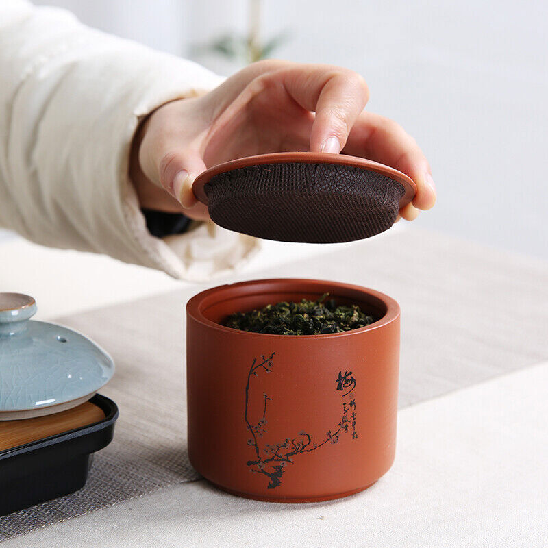 1pc Purple Clay Tea Jar Travel Tea Bag Storage Box Portable Sealed Tea Caddy