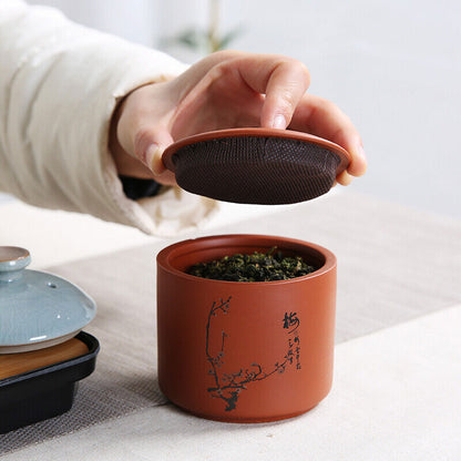 1pc Purple Clay Tea Jar Travel Tea Bag Storage Box Portable Sealed Tea Caddy