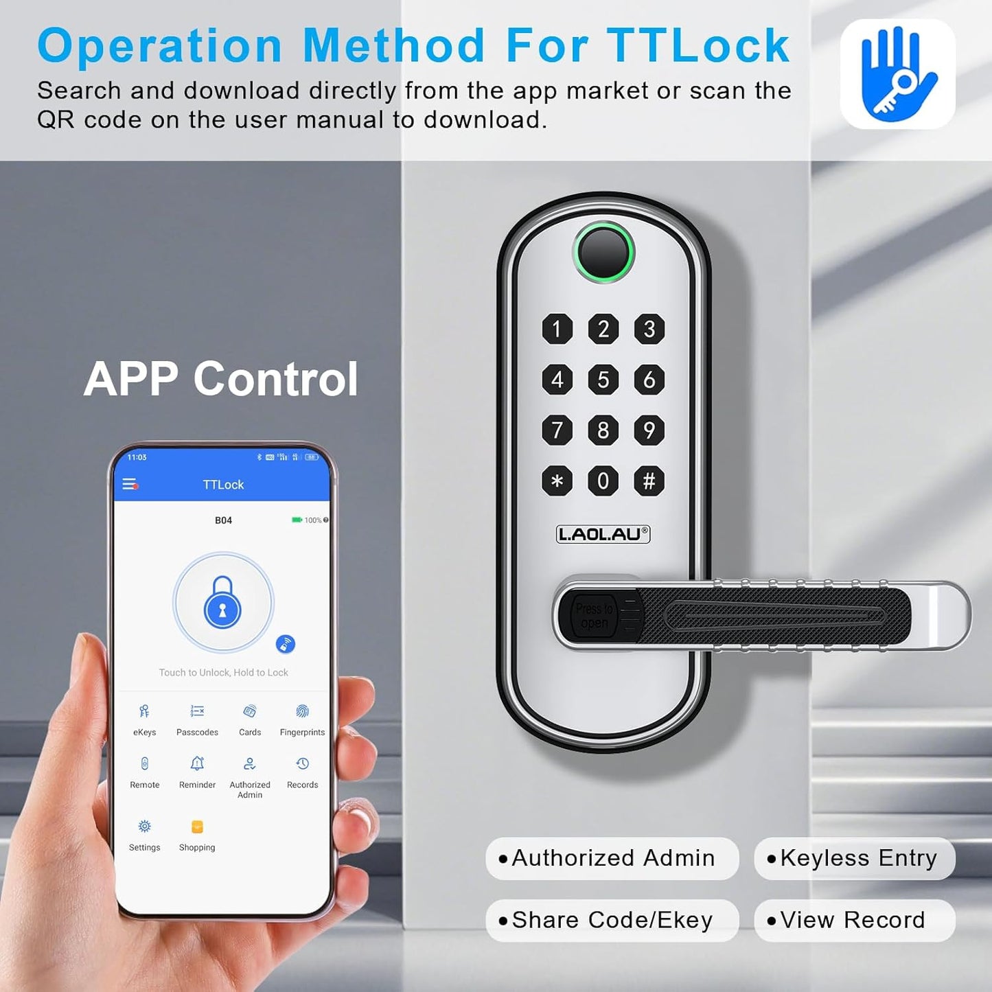 B04 Fingerprint Electronic Door Lock with Keypad and Handle – Keyless Entry Smar