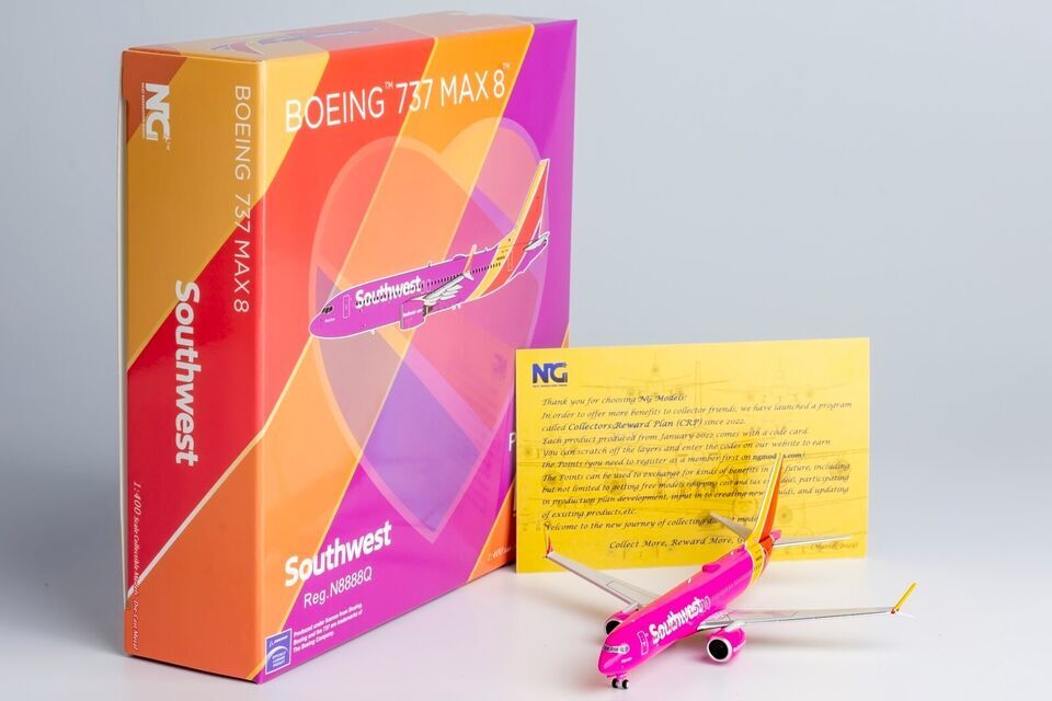1:400 NG MODEL Southwest BOEING 737 MAX 8 Passenger Airplane Diecast Plane Model